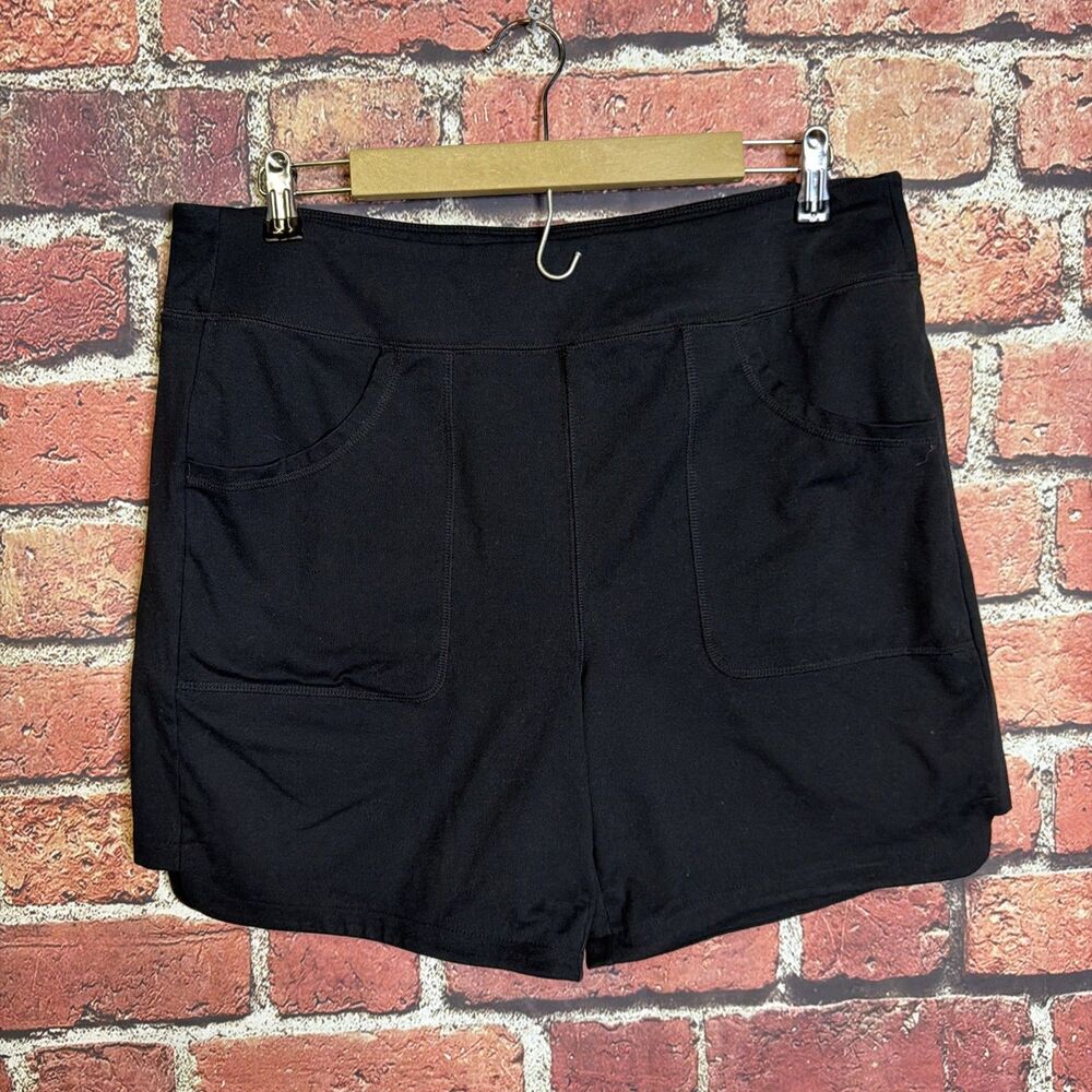 Lands' End Womens Active Black Shorts Large Pockets
